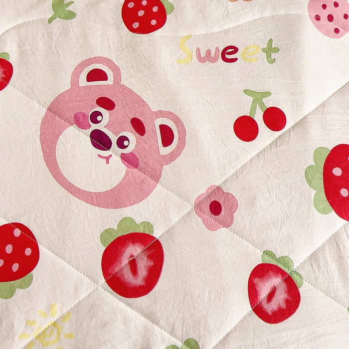 91家纺网 家纺一手货源 找家纺 吉咪兔家纺 2024年新款水洗棉儿童夏凉被婴儿空调被宝宝幼儿园专用大豆芯夏季薄款小被子 粉色小熊