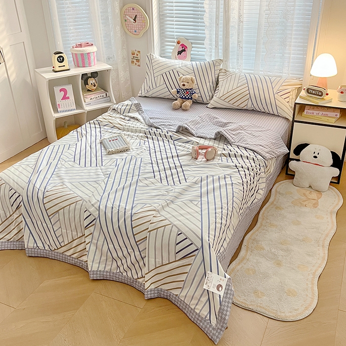 91家纺网 家纺一手货源 找家纺 VIP被业 2026新款新疆棉里外棉全棉空调被夏被夏凉被四件套 少年游