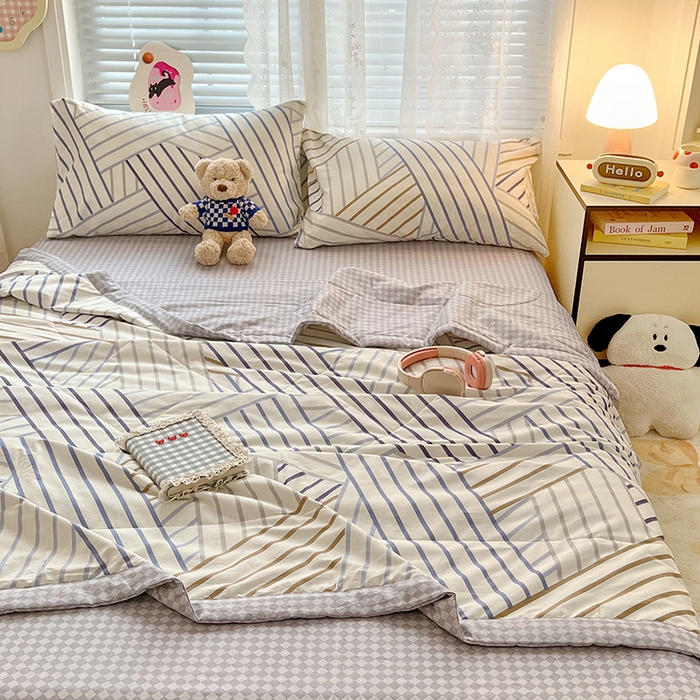 91家纺网 家纺一手货源 找家纺 VIP被业 2026新款新疆棉里外棉全棉空调被夏被夏凉被四件套 少年游