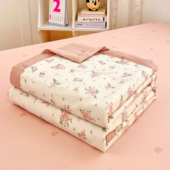 91家纺网 家纺一手货源 找家纺 VIP被业 2026新款新疆棉里外棉全棉空调被夏被夏凉被四件套 桃花诺