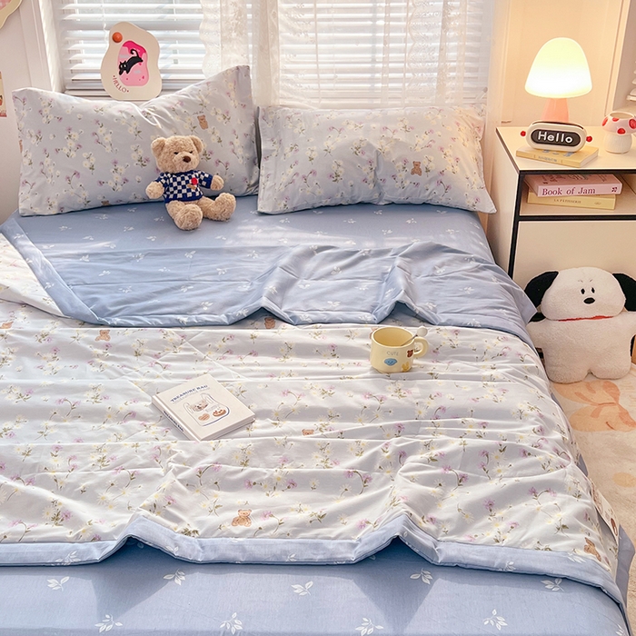 91家纺网 家纺一手货源 找家纺 VIP被业 2026新款新疆棉里外棉全棉空调被夏被夏凉被四件套 烟雨蒙