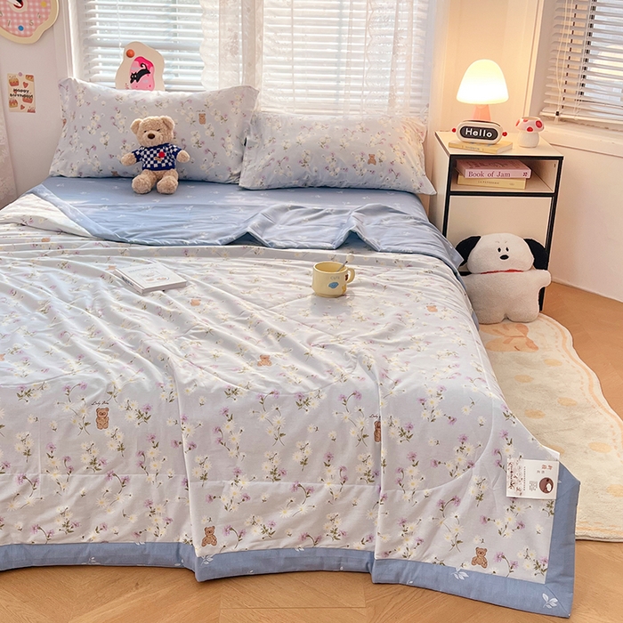 91家纺网 家纺一手货源 找家纺 VIP被业 2026新款新疆棉里外棉全棉空调被夏被夏凉被四件套 烟雨蒙