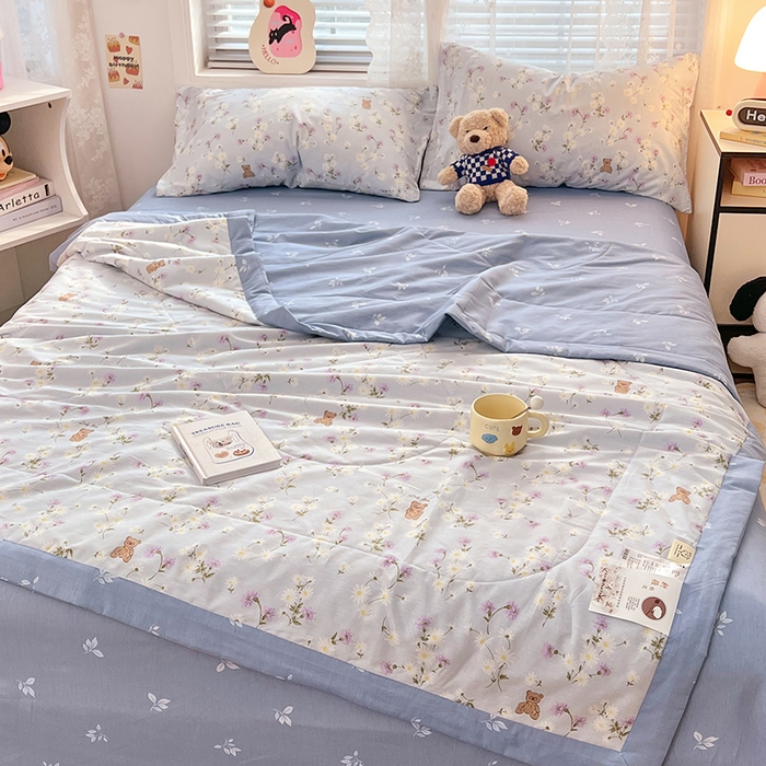 91家纺网 家纺一手货源 找家纺 VIP被业 2026新款新疆棉里外棉全棉空调被夏被夏凉被四件套 烟雨蒙