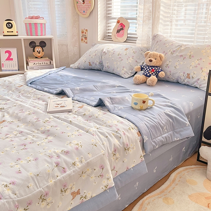 91家纺网 家纺一手货源 找家纺 VIP被业 2026新款新疆棉里外棉全棉空调被夏被夏凉被四件套 烟雨蒙