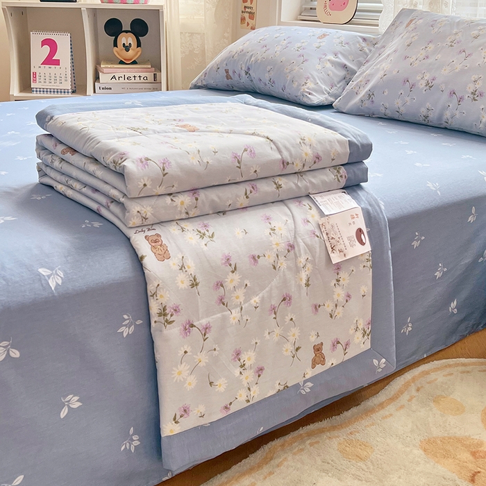 91家纺网 家纺一手货源 找家纺 VIP被业 2026新款新疆棉里外棉全棉空调被夏被夏凉被四件套 烟雨蒙