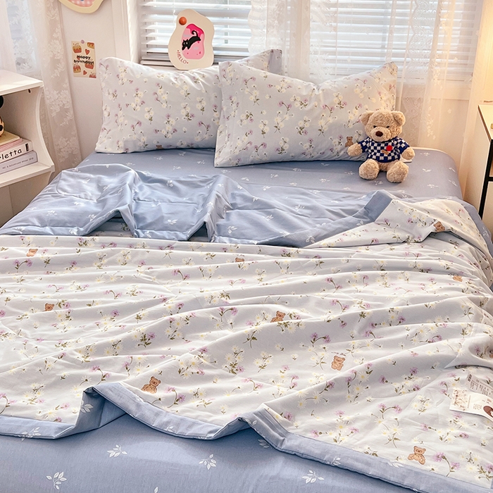 91家纺网 家纺一手货源 找家纺 VIP被业 2026新款新疆棉里外棉全棉空调被夏被夏凉被四件套 烟雨蒙