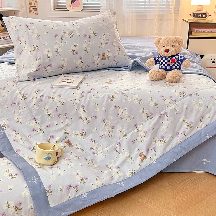 91家纺网 家纺一手货源 找家纺 VIP被业 2026新款新疆棉里外棉全棉空调被夏被夏凉被四件套 烟雨蒙