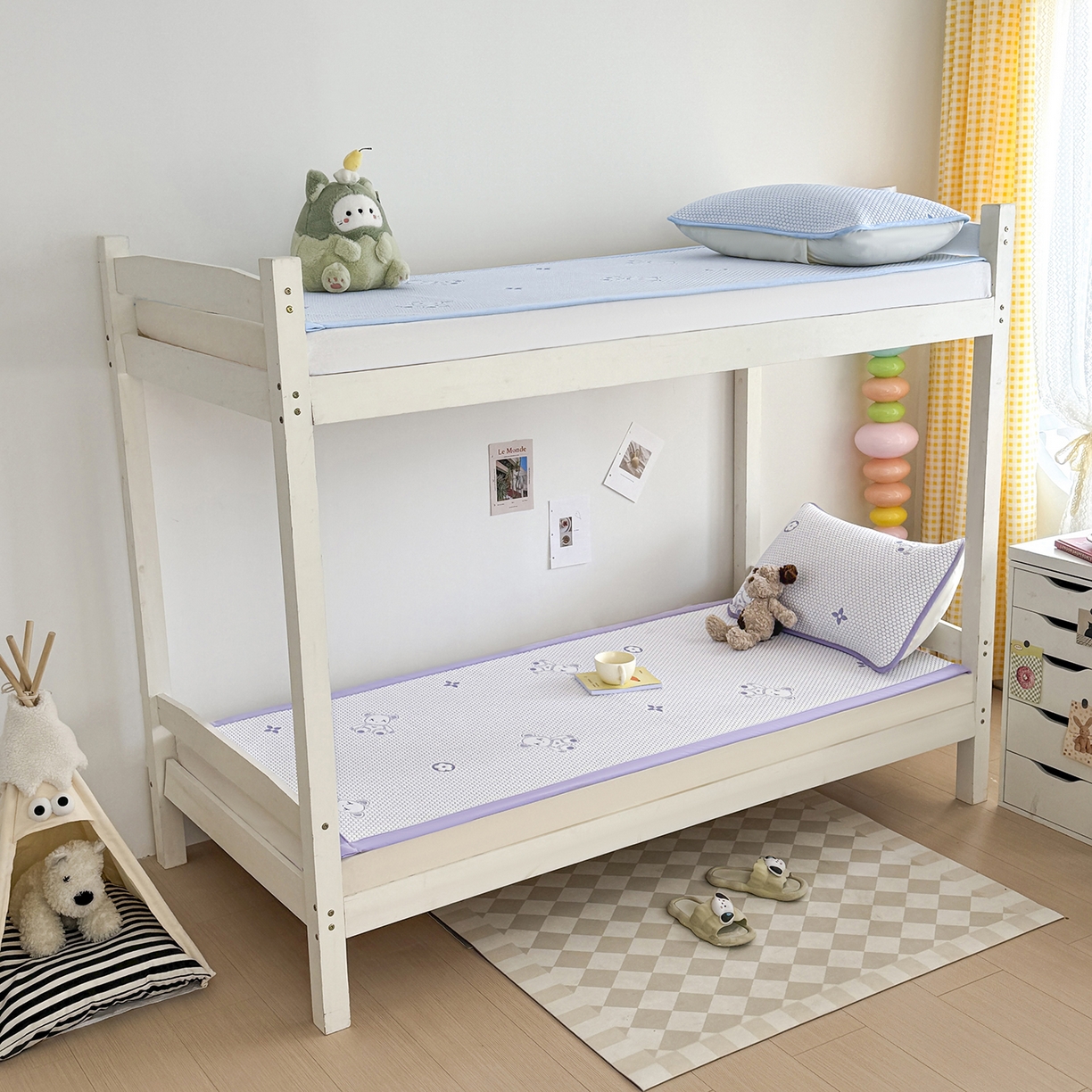 91家纺网 家纺一手货源 找家纺 奇丝雅 2026新款夏季A类冰豆豆凉席冰丝凉席家用冰丝席可机洗水洗单人学生宿舍上下铺寝室 抱抱熊-紫