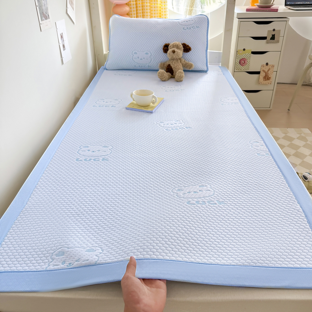 奇丝雅 2026新款夏季A类冰豆豆凉席冰丝凉席家用冰丝席可机洗水洗单人学生宿舍上下铺寝室 小冰熊-蓝