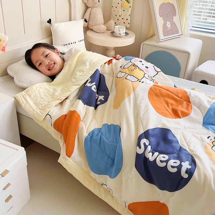 吉咪兔家纺 2024年新款水洗棉儿童夏凉被婴儿空调被宝宝幼儿园专用大豆芯夏季薄款小被子 欢乐伙伴