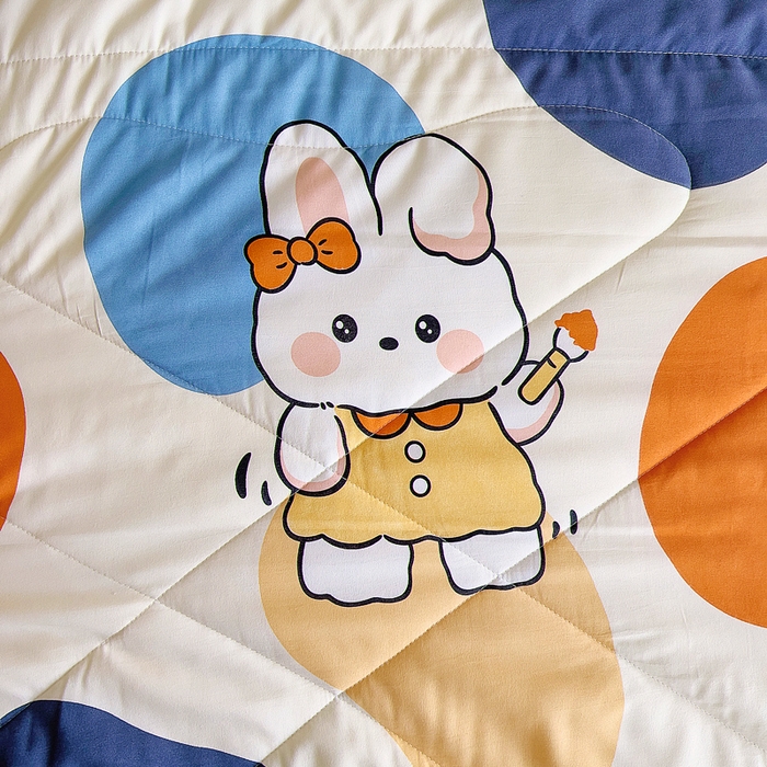91家纺网 家纺一手货源 找家纺 吉咪兔家纺 2024年新款水洗棉儿童夏凉被婴儿空调被宝宝幼儿园专用大豆芯夏季薄款小被子 欢乐伙伴