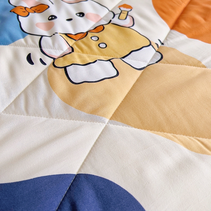 91家纺网 家纺一手货源 找家纺 吉咪兔家纺 2024年新款水洗棉儿童夏凉被婴儿空调被宝宝幼儿园专用大豆芯夏季薄款小被子 欢乐伙伴