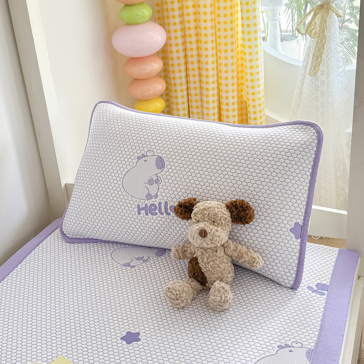 91家纺网 家纺一手货源 找家纺 奇丝雅 2026新款夏季A类冰豆豆凉席冰丝凉席家用冰丝席可机洗水洗单人学生宿舍上下铺寝室 卡皮巴拉-紫