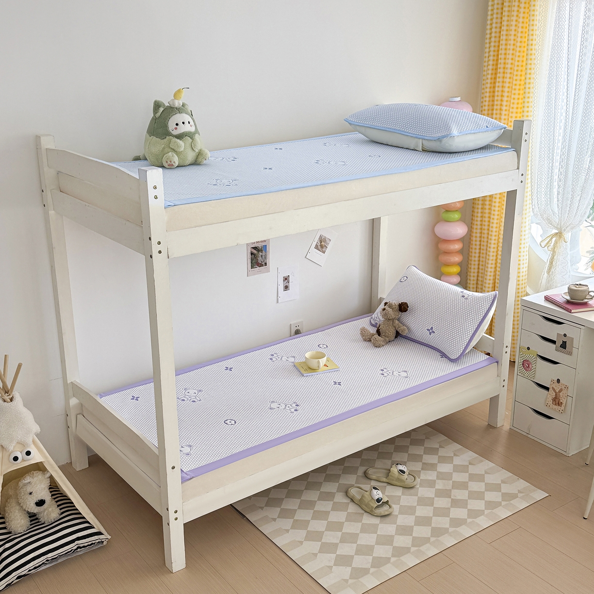 91家纺网 家纺一手货源 找家纺 奇丝雅 2026新款夏季A类冰豆豆凉席冰丝凉席家用冰丝席可机洗水洗单人学生宿舍上下铺寝室 抱抱熊-紫