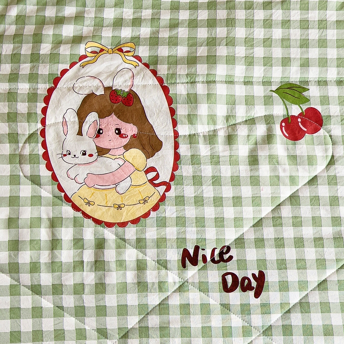 91家纺网 家纺一手货源 找家纺 吉咪兔家纺 2024年新款水洗棉儿童夏凉被婴儿空调被宝宝幼儿园专用大豆芯夏季薄款小被子 小女孩