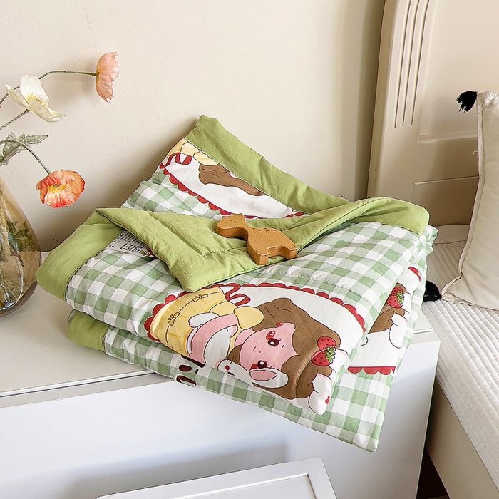 91家纺网 家纺一手货源 找家纺 吉咪兔家纺 2024年新款水洗棉儿童夏凉被婴儿空调被宝宝幼儿园专用大豆芯夏季薄款小被子 小女孩