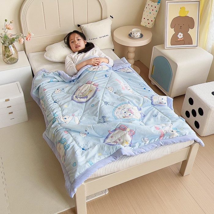 91家纺网 家纺一手货源 找家纺 吉咪兔家纺 2024年新款水洗棉儿童夏凉被婴儿空调被宝宝幼儿园专用大豆芯夏季薄款小被子 可爱兔