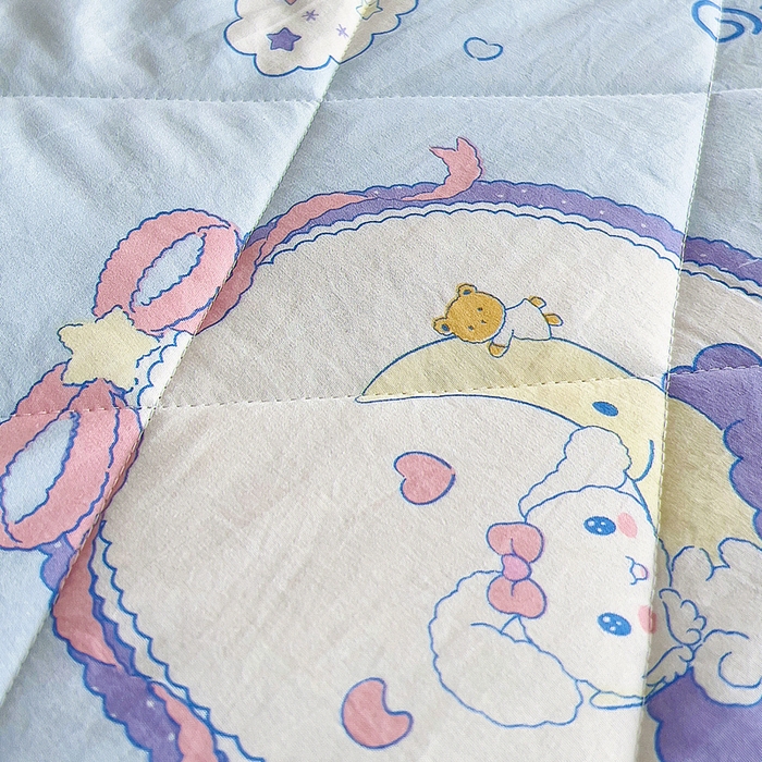 91家纺网 家纺一手货源 找家纺 吉咪兔家纺 2024年新款水洗棉儿童夏凉被婴儿空调被宝宝幼儿园专用大豆芯夏季薄款小被子 可爱兔