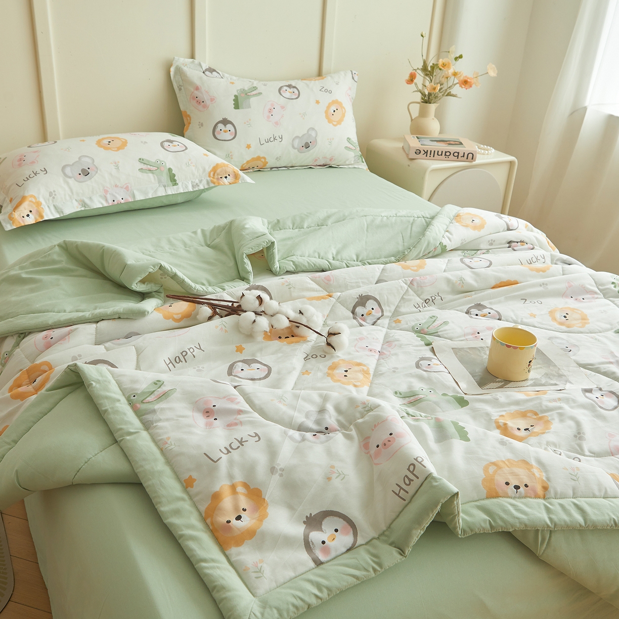 91家纺网 家纺一手货源 找家纺 西域种棉人·千百笠 2026新款A类里外全棉12868夏凉被100%新疆棉纯棉全棉填充印花款空调被夏被 全棉印花 幸运乐园