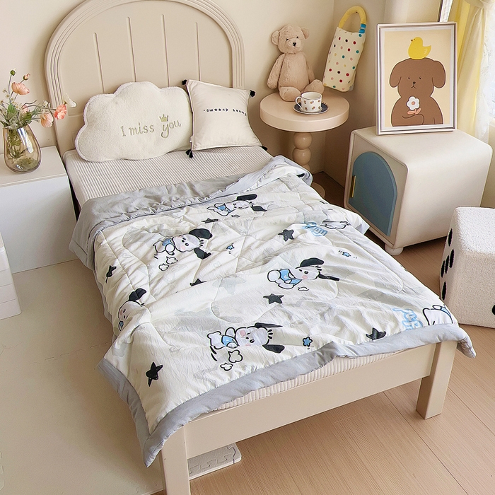 91家纺网 家纺一手货源 找家纺 吉咪兔家纺 2024年新款水洗棉儿童夏凉被婴儿空调被宝宝幼儿园专用大豆芯夏季薄款小被子 可爱狗狗