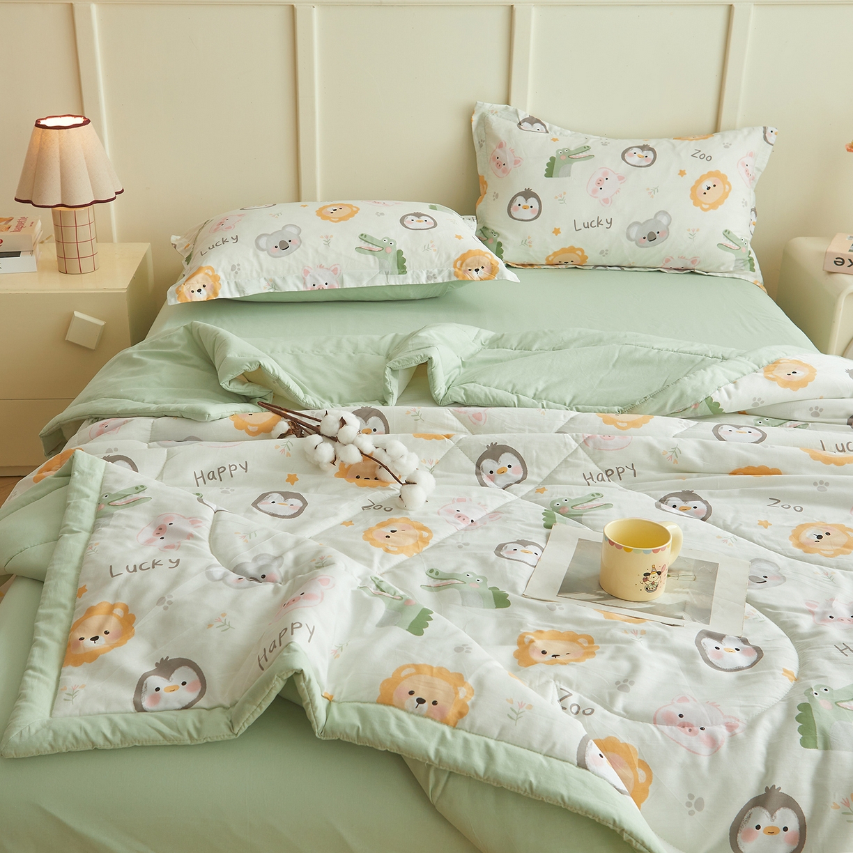 91家纺网 家纺一手货源 找家纺 西域种棉人·千百笠 2026新款A类里外全棉12868夏凉被100%新疆棉纯棉全棉填充印花款空调被夏被 全棉印花 幸运乐园