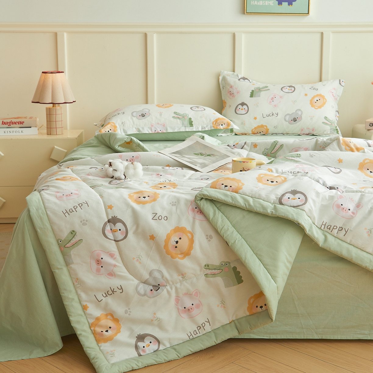 91家纺网 家纺一手货源 找家纺 西域种棉人·千百笠 2026新款A类里外全棉12868夏凉被100%新疆棉纯棉全棉填充印花款空调被夏被 全棉印花 幸运乐园