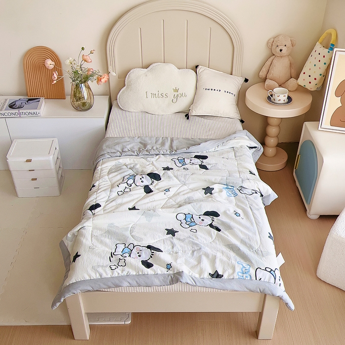 91家纺网 家纺一手货源 找家纺 吉咪兔家纺 2024年新款水洗棉儿童夏凉被婴儿空调被宝宝幼儿园专用大豆芯夏季薄款小被子 可爱狗狗