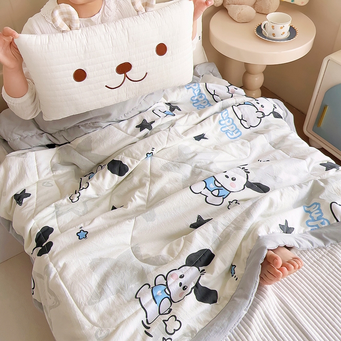 91家纺网 家纺一手货源 找家纺 吉咪兔家纺 2024年新款水洗棉儿童夏凉被婴儿空调被宝宝幼儿园专用大豆芯夏季薄款小被子 可爱狗狗