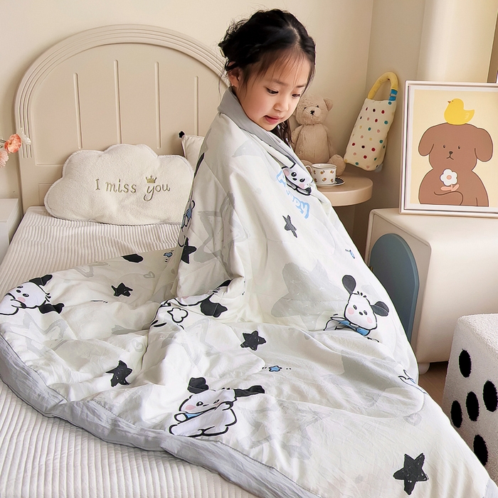 91家纺网 家纺一手货源 找家纺 吉咪兔家纺 2024年新款水洗棉儿童夏凉被婴儿空调被宝宝幼儿园专用大豆芯夏季薄款小被子 可爱狗狗