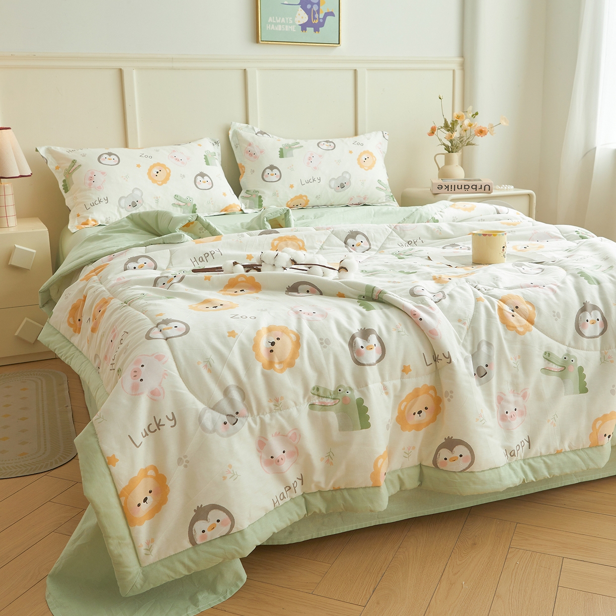 91家纺网 家纺一手货源 找家纺 西域种棉人·千百笠 2026新款A类里外全棉12868夏凉被100%新疆棉纯棉全棉填充印花款空调被夏被 全棉印花 幸运乐园