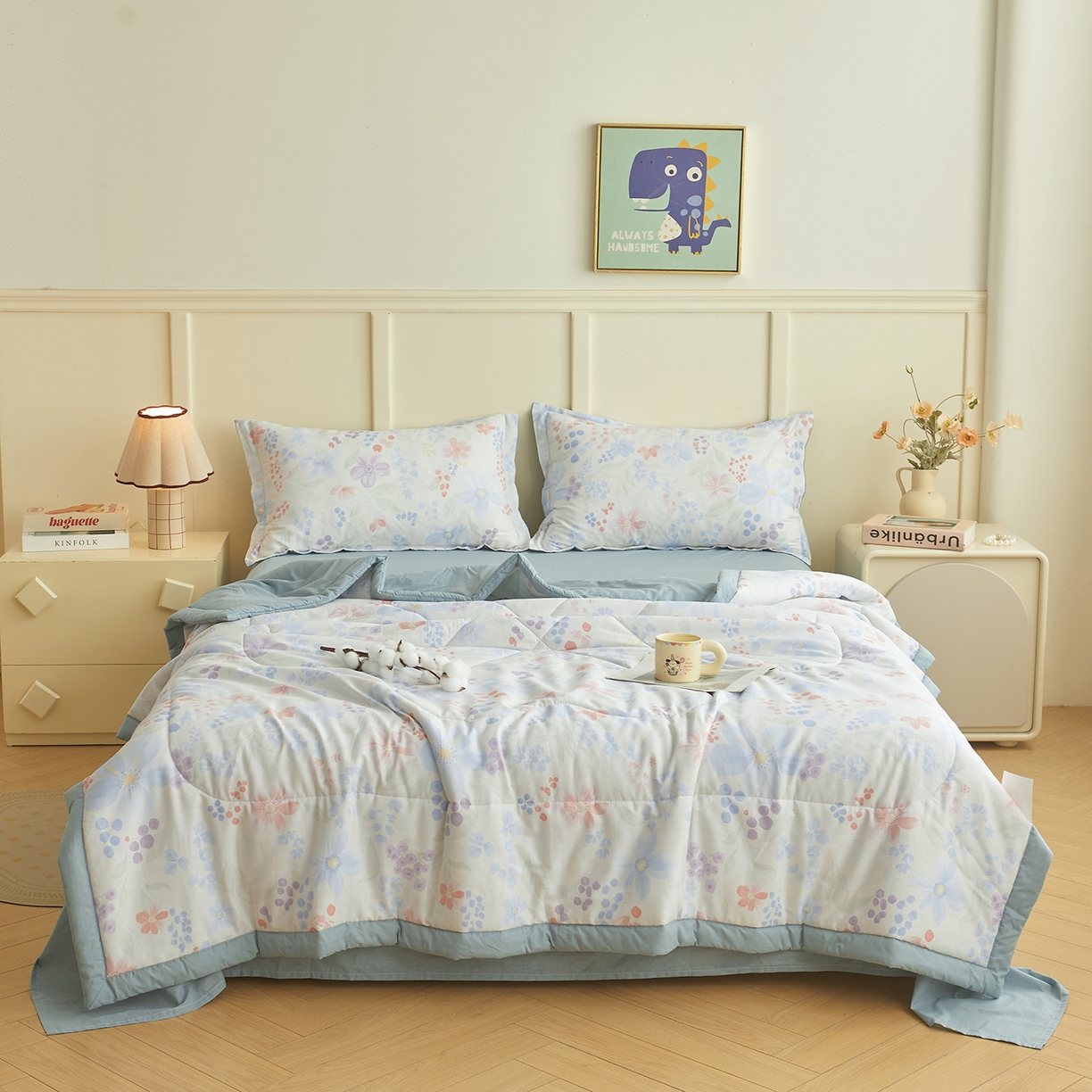 91家纺网 家纺一手货源 找家纺 西域种棉人·千百笠 2026新款A类里外全棉12868夏凉被100%新疆棉纯棉全棉填充印花款空调被夏被 全棉印花 茉屿