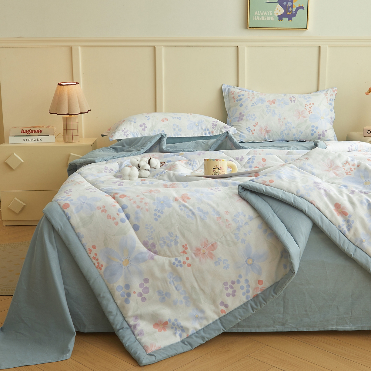 91家纺网 家纺一手货源 找家纺 西域种棉人·千百笠 2026新款A类里外全棉12868夏凉被100%新疆棉纯棉全棉填充印花款空调被夏被 全棉印花 茉屿