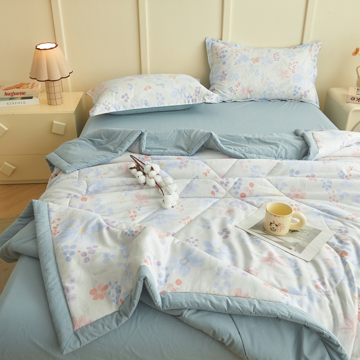 91家纺网 家纺一手货源 找家纺 西域种棉人·千百笠 2026新款A类里外全棉12868夏凉被100%新疆棉纯棉全棉填充印花款空调被夏被 全棉印花 茉屿