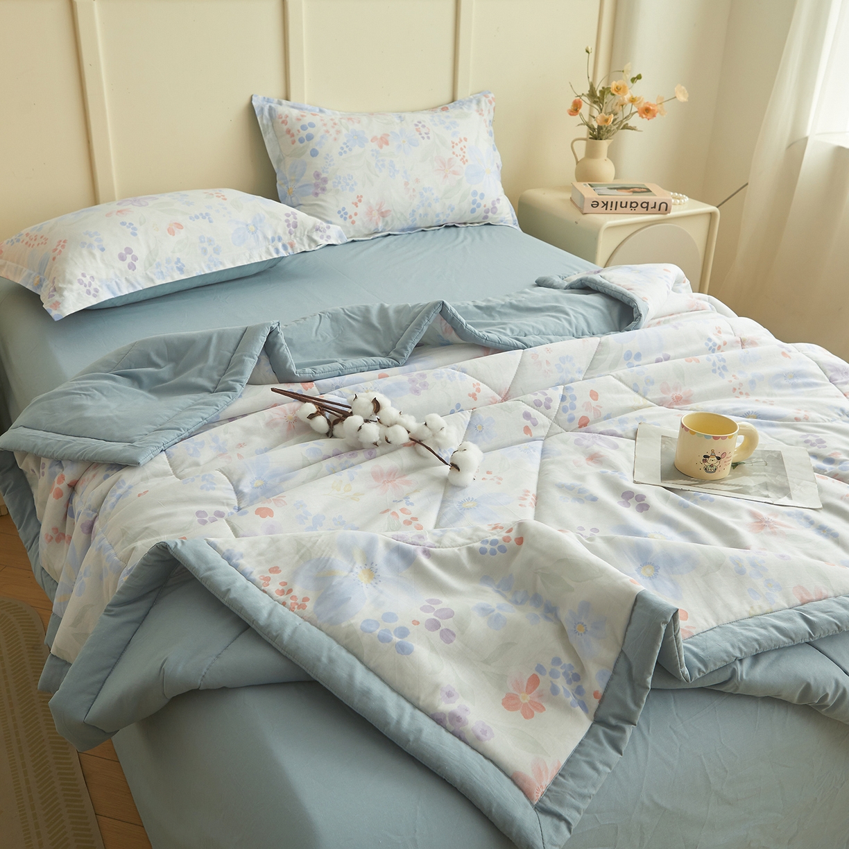 91家纺网 家纺一手货源 找家纺 西域种棉人·千百笠 2026新款A类里外全棉12868夏凉被100%新疆棉纯棉全棉填充印花款空调被夏被 全棉印花 茉屿