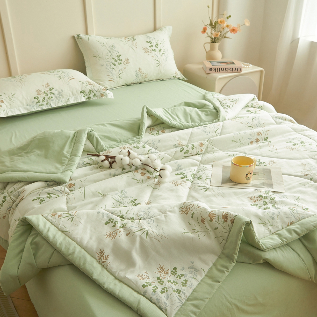 91家纺网 家纺一手货源 找家纺 西域种棉人·千百笠 2026新款A类里外全棉12868夏凉被100%新疆棉纯棉全棉填充印花款空调被夏被 全棉印花 漫山