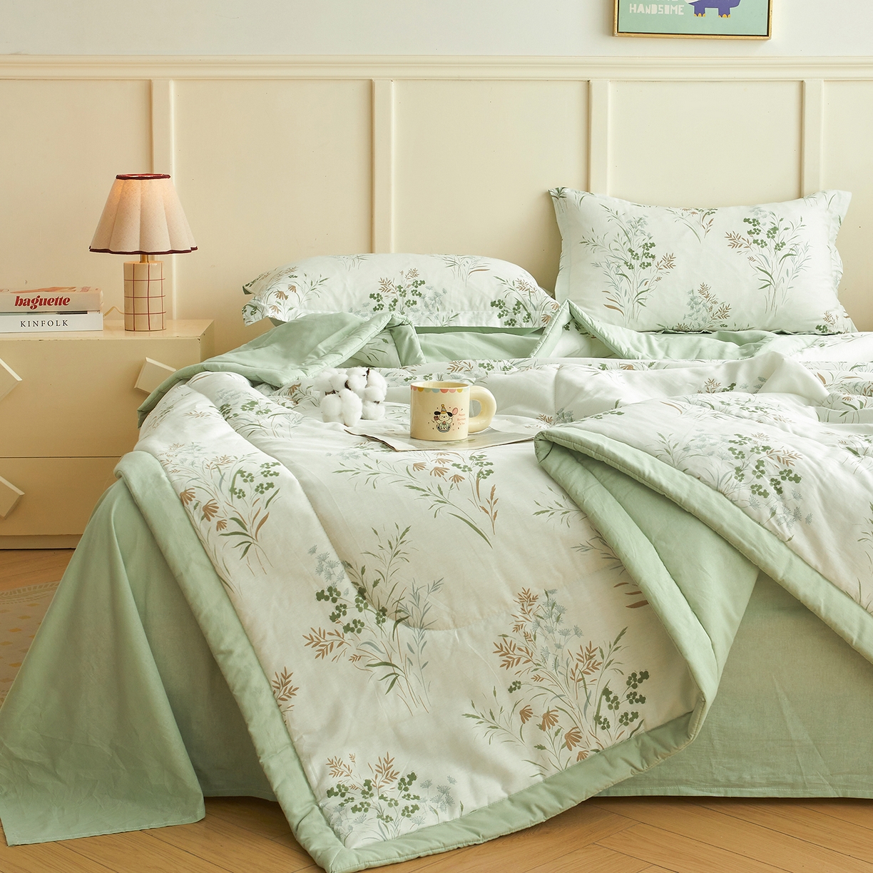 91家纺网 家纺一手货源 找家纺 西域种棉人·千百笠 2026新款A类里外全棉12868夏凉被100%新疆棉纯棉全棉填充印花款空调被夏被 全棉印花 漫山