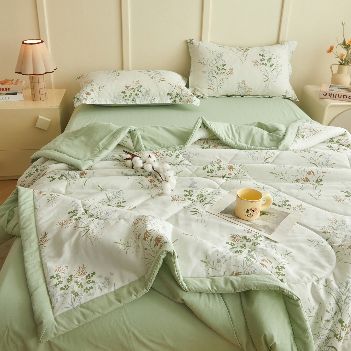 91家纺网 家纺一手货源 找家纺 西域种棉人·千百笠 2026新款A类里外全棉12868夏凉被100%新疆棉纯棉全棉填充印花款空调被夏被 全棉印花 漫山