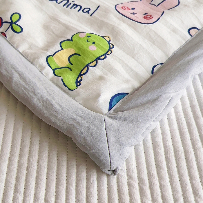 91家纺网 家纺一手货源 找家纺 吉咪兔家纺 2024年新款水洗棉儿童夏凉被婴儿空调被宝宝幼儿园专用大豆芯夏季薄款小被子 动物聚会