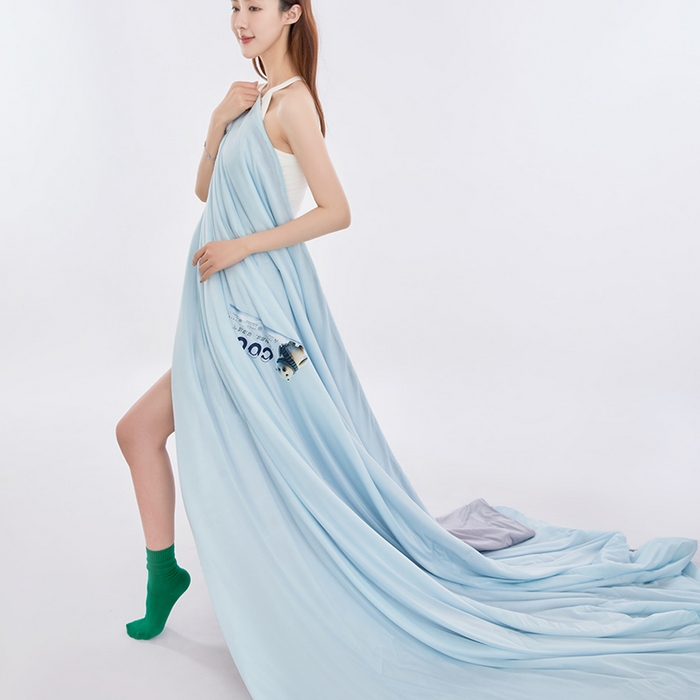 91家纺网 家纺一手货源 找家纺 VIP被业 2026新款西瓜凉感丝夏被夏凉被空调被 西湖蓝