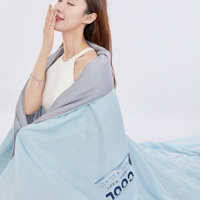 91家纺网 家纺一手货源 找家纺 VIP被业 2026新款西瓜凉感丝夏被夏凉被空调被 西湖蓝