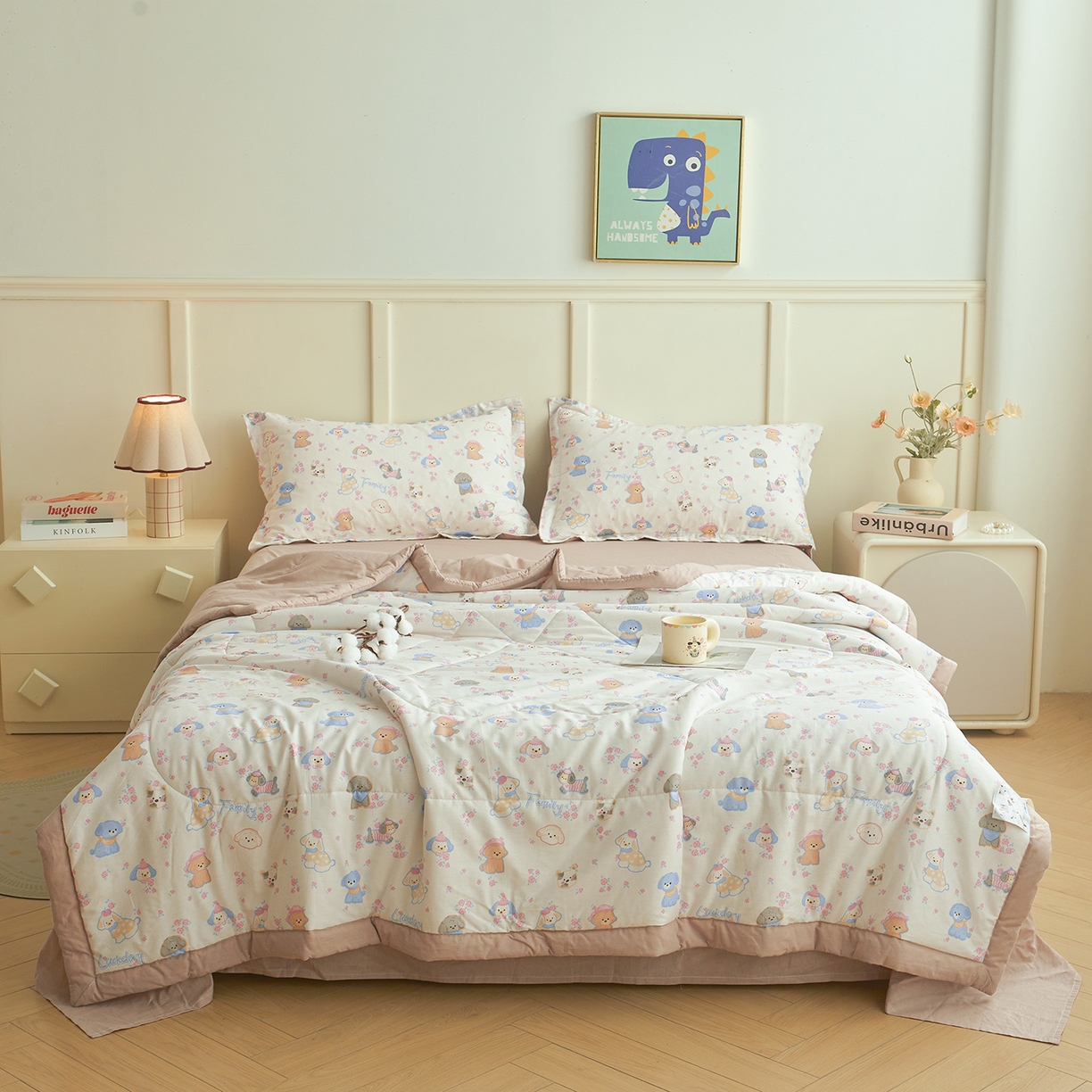 91家纺网 家纺一手货源 找家纺 西域种棉人·千百笠 2026新款A类里外全棉12868夏凉被100%新疆棉纯棉全棉填充印花款空调被夏被 全棉印花 萌犬乐园