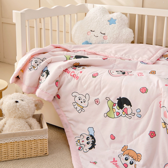 91家纺网 家纺一手货源 找家纺 吉咪兔家纺 2024年新款水洗棉儿童夏凉被婴儿空调被宝宝幼儿园专用大豆芯夏季薄款小被子 开心乐园
