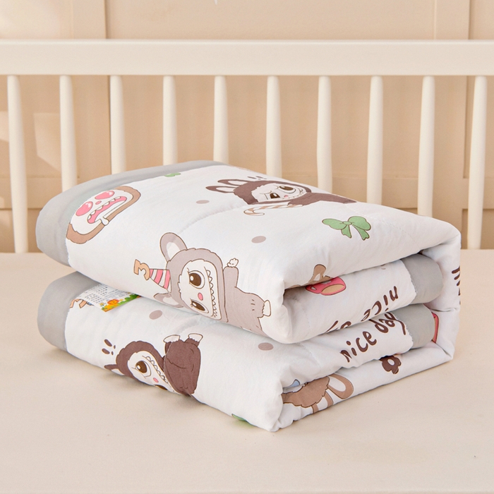 91家纺网 家纺一手货源 找家纺 吉咪兔家纺 2024年新款水洗棉儿童夏凉被婴儿空调被宝宝幼儿园专用大豆芯夏季薄款小被子 梦幻精灵-灰