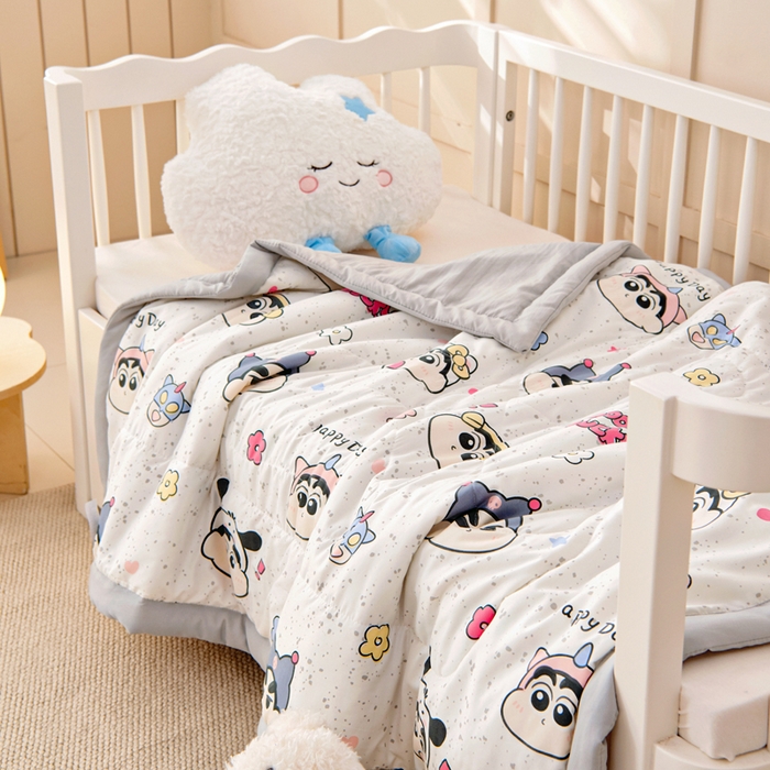 91家纺网 家纺一手货源 找家纺 吉咪兔家纺 2024年新款水洗棉儿童夏凉被婴儿空调被宝宝幼儿园专用大豆芯夏季薄款小被子 顽皮小新