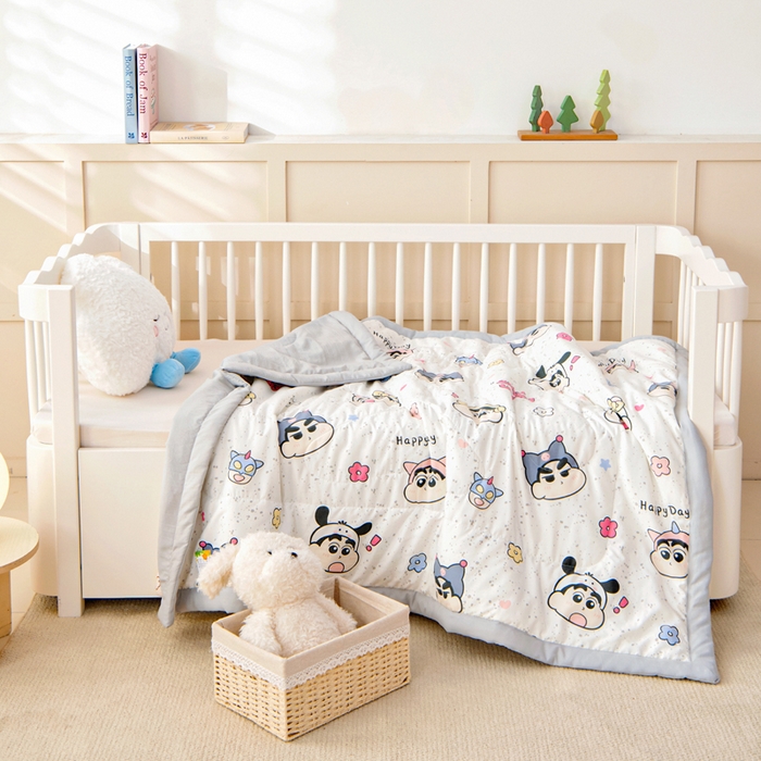 91家纺网 家纺一手货源 找家纺 吉咪兔家纺 2024年新款水洗棉儿童夏凉被婴儿空调被宝宝幼儿园专用大豆芯夏季薄款小被子 顽皮小新