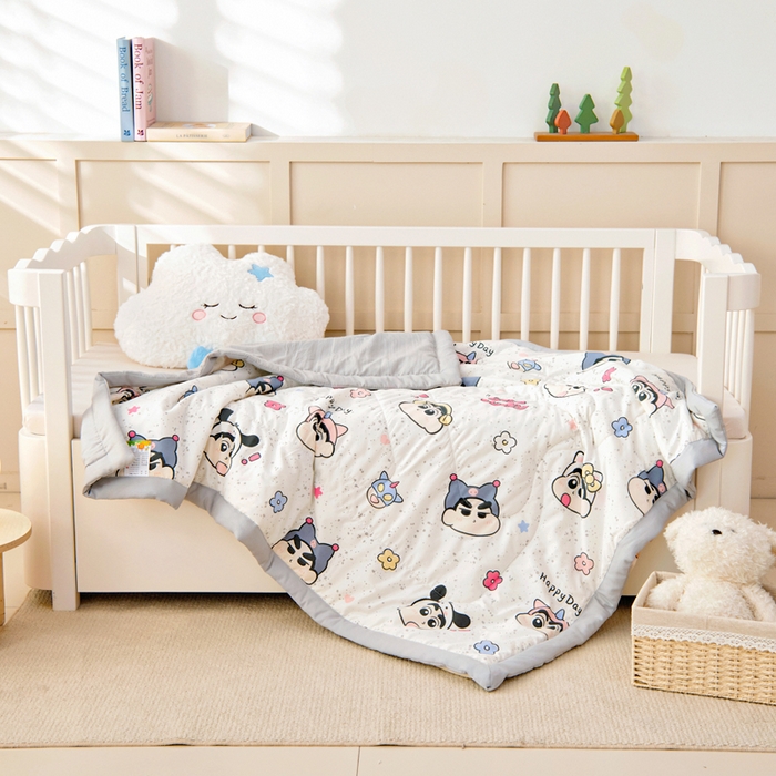 91家纺网 家纺一手货源 找家纺 吉咪兔家纺 2024年新款水洗棉儿童夏凉被婴儿空调被宝宝幼儿园专用大豆芯夏季薄款小被子 顽皮小新