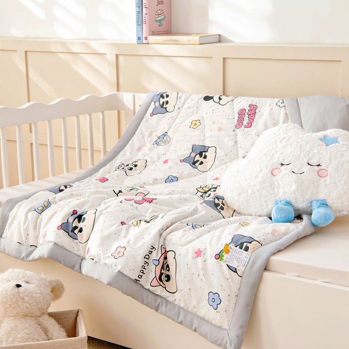 91家纺网 家纺一手货源 找家纺 吉咪兔家纺 2024年新款水洗棉儿童夏凉被婴儿空调被宝宝幼儿园专用大豆芯夏季薄款小被子 顽皮小新