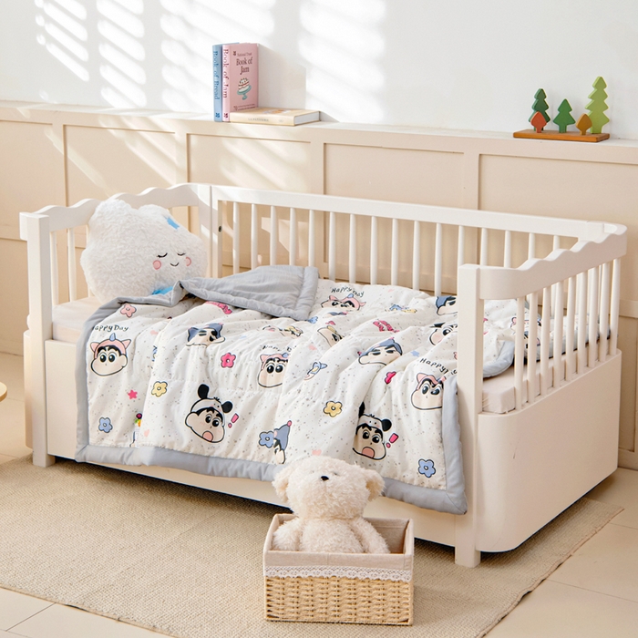 91家纺网 家纺一手货源 找家纺 吉咪兔家纺 2024年新款水洗棉儿童夏凉被婴儿空调被宝宝幼儿园专用大豆芯夏季薄款小被子 顽皮小新