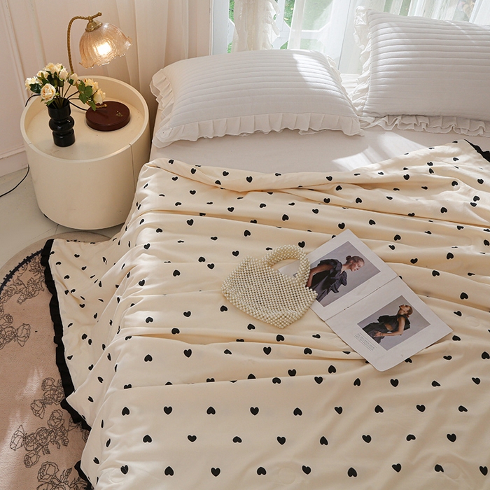 91家纺网 家纺一手货源 找家纺 （总）薇玛仕 2026新款韩版宽边水洗棉大豆夏被赫本风亲肤柔软夏季薄被子