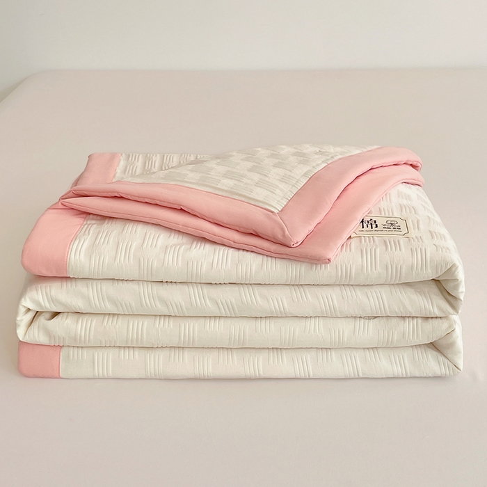 91家纺网 家纺一手货源 找家纺 VIP被业 2026新款A类无印风格棉花夏被夏凉被水洗棉针织棉凉感空调被 冰莓粉